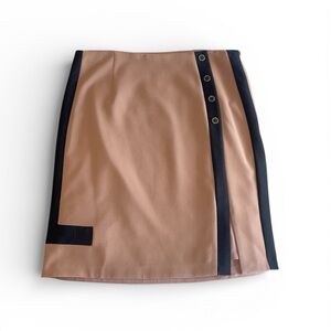 NWT White House Black Market Sandalwood & Black Trim Mini Skirt - Sz 6